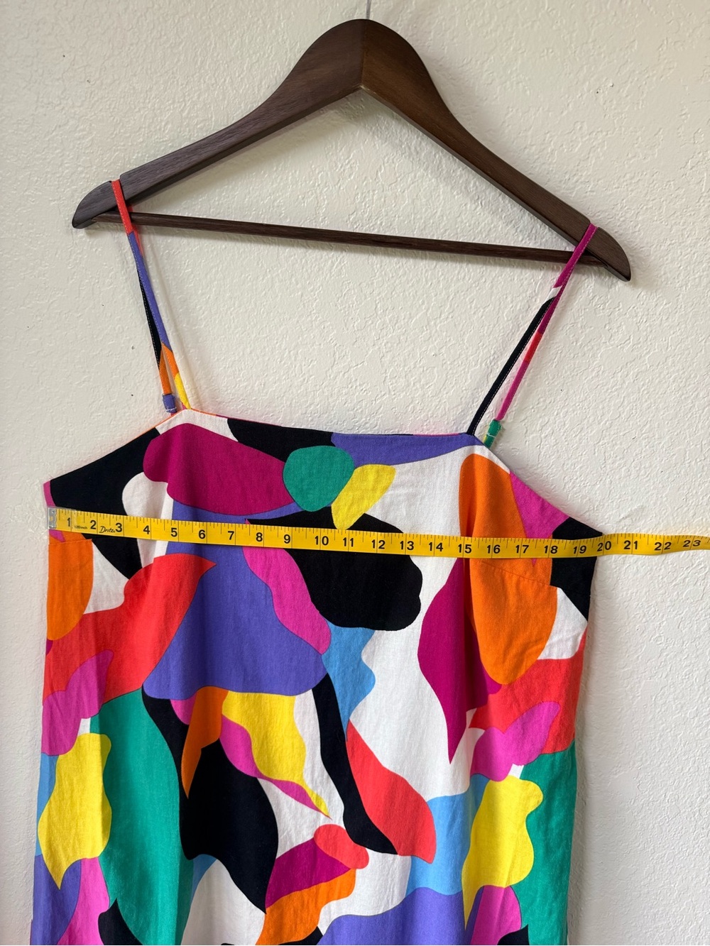 A New Day Colorful Abstract Print Spaghetti Strap Linen Mini Dress Size L - Picture 4 of 7